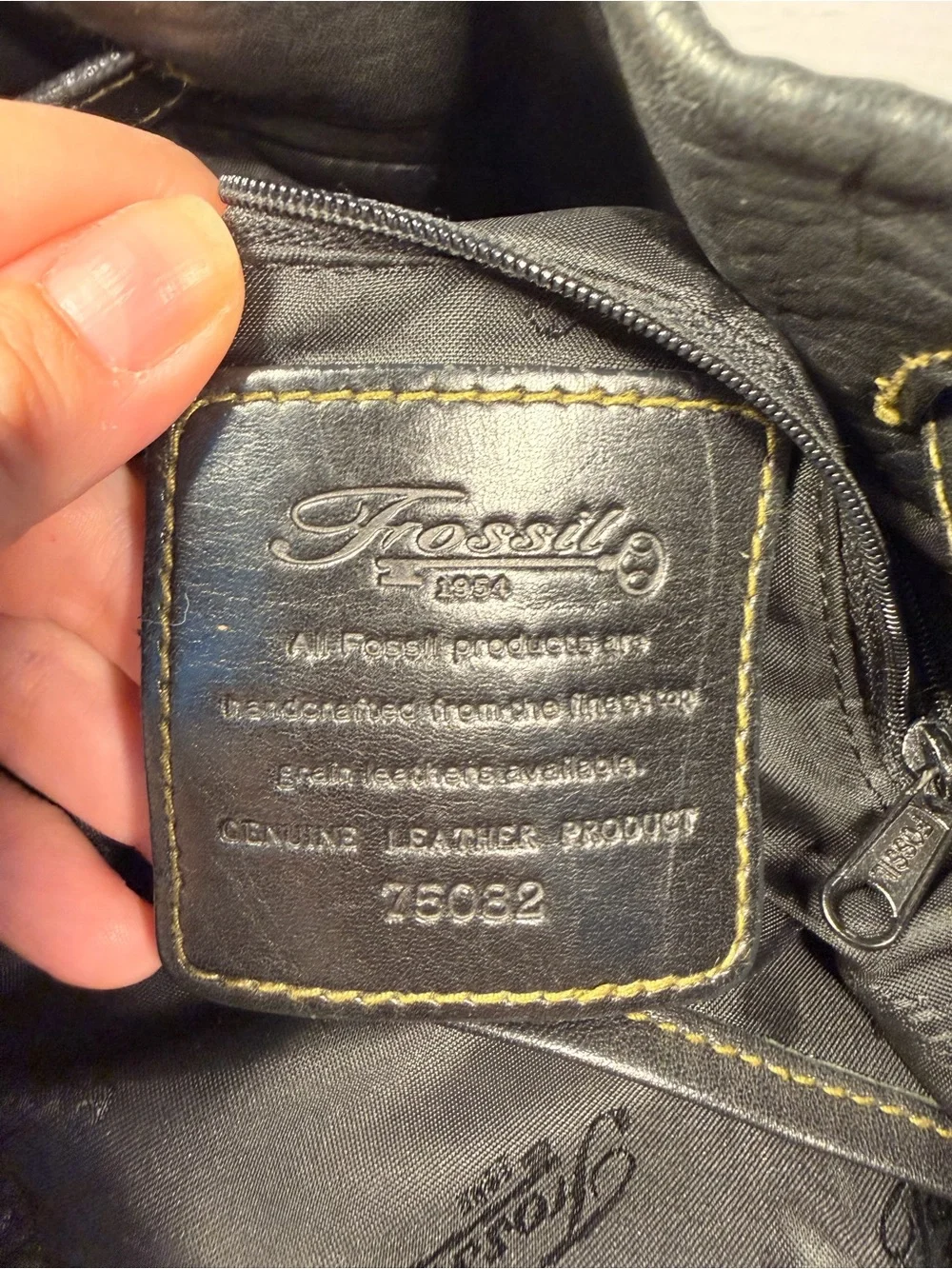 Fossil Vintage 1954 Black Pebble Leather Drawstring Backpack Handbag